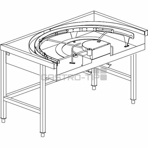 Stůl rohový 180° mechanizovaný 850 x 1500 x 850 mm