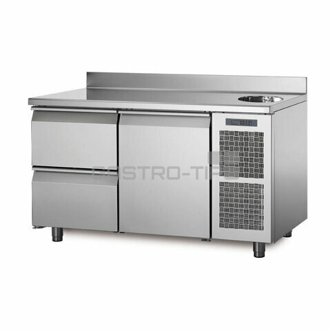 Chladící stůl TA13/2MS s deskou, dřezem a zadním lemem