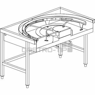 Stůl rohový 180° mechanizovaný 850 x 1500 x 850 mm