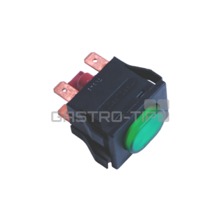 Vypinac LED zeleny 16A obdelnik