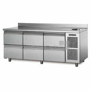 Chladící stůl TA17/6MS s deskou, dřezem a zadním lemem