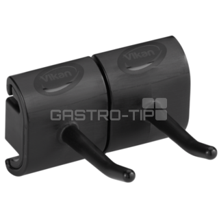 Háček dvojitý k nástěnnému držáku, 82mm, černý 10149