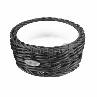 Košík s porcelánovou miskou Ø130x65 - černý